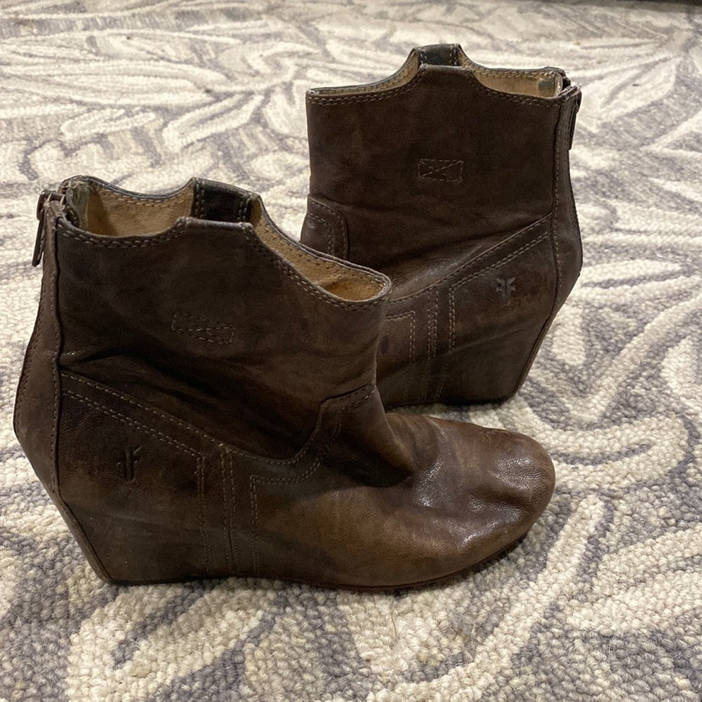 Frye bootie wedge.